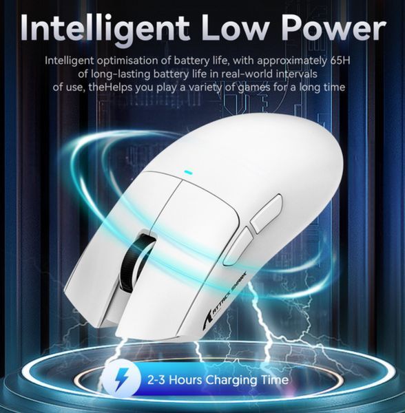 Мишка Ігрова Бездротова Attack Shark X11 22000 DPI PAW3311 з зарядною станцією white 2861760557 фото